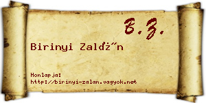 Birinyi Zalán névjegykártya